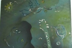 COOL Vintage J. CAMACHO Surrealism Abstract Oil Painting On Advertising Board