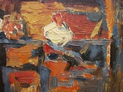 Ukrainian Soviet USSR oil Painting impressionism interior barn sketch