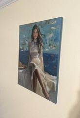 Original Signed Impressionist Portrait Painting Woman on Canvas Unframed 16x20in