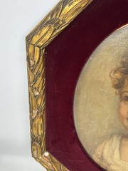 Antique Oil Painting Of Boy 1918 Montreal Canada Frame 21” By 18”