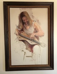 Large Painting of Man Playing Appalachian Dulcimer, Framed, by Jay Hester