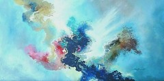 PAINTING SKY Signed Canvas blue „Cloud Spectrum“ 24×48 stretched Steven Graff