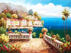 Mediterranean View, #6FMD-5, 36″x48″- 100% Hand painted Oil Painting on Canvas