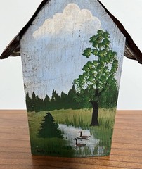 BETTY FISCHER Americana Folk Art Painted Birdhouse Artist Handmade RARE