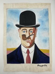 Rene Magritte COA Art Painting Original Drawing Vintage