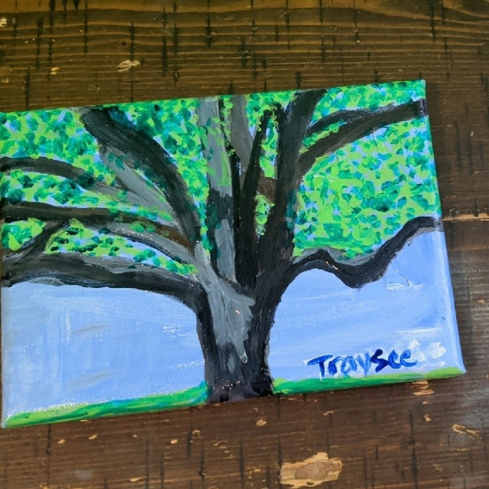 original 5×7 inch acrylic painting of a tree on canvas, handpainted decor