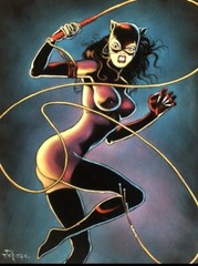 Batman Catwoman Selina Kyle Comic Book Black Velvet oil painting art