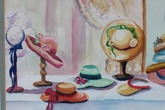 Vintage Collection Of Hats Watercolor Painting Signed J Savage Framed