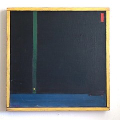 Rare 1940s Evsa Model Minimalist City Painting New York Paris Modern Lisette NYC
