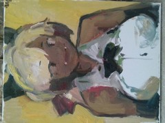 Portrait Boudoir Cubism Anime Woman Oil Painting 16″x20″ Canvas Original Signed