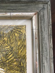 Vtg Mid Century Abstract Nude Woman Print Block Print Lithograph Signed Dated