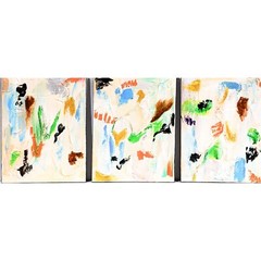 3 paintings textured 14X35 abstract expressionism. Gallery wall modern art decor