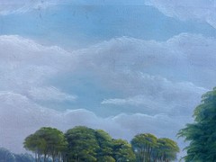 Impressionist Summer Seascape Oil Painting Antique 82x62cm