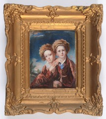 Miss Emma Eleonora Kendrick „Portrait of two siblings“, large miniature, 1820s