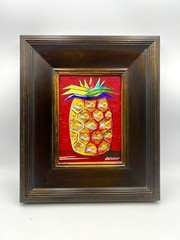 Original Acrylic Painting “Pineapple In Red” by Jordanne Gallery & Studio Maui