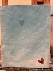 BLESSED#864 11×14 Blue Heart Wave Original Canvas Neo Abstract Expressionism