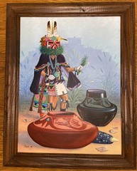 Jackie Black Painting NAVAJO ARTIST Original “ VELVET KACHINA “ 18 X 24” 1984