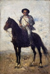 perfect 24×36 oil painting handpainted on canvas „a man riding on a horse „13815