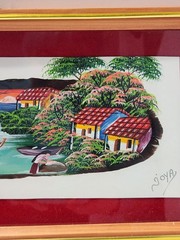 FEATHER PAINTING, COLORFUL, EL SALVADOR, BY JOYA 13”x 7” SIGNED