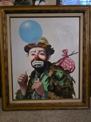 Clown Painting Rusty Rust EMMETT KELLY Painting Oil Canvas 1985 19/250 24″x 20″