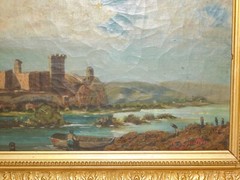 Oil Painting By GUILLIN ‚Fortress River Boat And Fisherman‘ 1886 🎨🖼