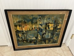 Vintage Original Marcel Mouly Abstract Oil Painting Signed Dated 1957