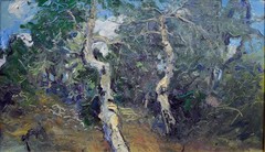 Gordon Brown Colorado Artist Original Oil Painting Aspen Trees 23 x 33