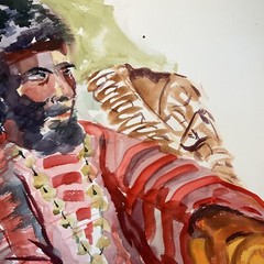 Watercolor Painting African Male Portrait Artist Joan Perry Original Vintage Art