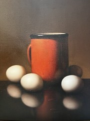 AL ALFRED JACKSON COFFEE EGGS STILL LIFE AFRICAN AMERICAN ARTIST OIL PAINTING