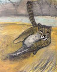 Cheetah Running Wildlife Art Original Acrylic and Ink on Canvas 8×10 inch PRINT