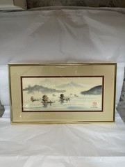 Vintage S Chang Asian Watercolor Landscape Painting Signed Ink Wash Art