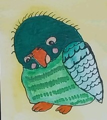 ACEO Original Art Card ATC Watercolor OOAK Signed Parrot Bird Painting By GAT