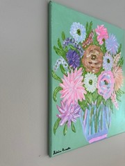 Original Painting Abstract Pastel Floral „Tranquility“ 16×20″ Acrylic On Canvas