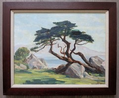Jean Dorothy Newman (1905-1971) Canadian Oil/Board Monterey California Landscape