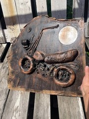 Painting Motorcycle Leather Steam Punk Hardboard 22X19 inches Exclusive Original