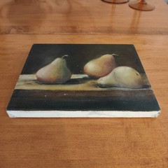 Painting of Three Pears on Canvas Still Life Realism 8”x10” Unframed