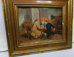 Antique Painting Pub Scene Signed Roybet 1840-1920 ?Att .To