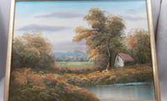 Vintage oil painting on canvas with signature.Scandinavia.