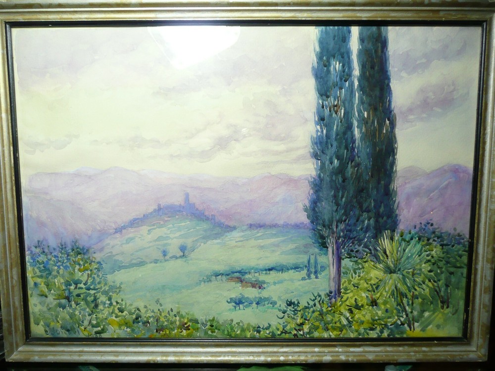Rare Vintage Louisa Loring Dresel Original Watercolor Signed/Dated 1938