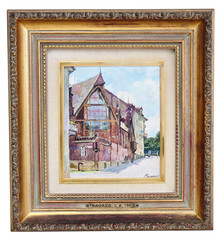 Manuilov “ Museums in Lviv “ Oil Painting Autograph Size H 11.2 x W 10.4 in