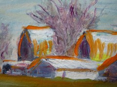 ORIGINAL█OIL█PAINTING█FARM█HORSE COW LANDSCAPE█ART█POP█ABSTRACT█OUTSIDER SHREK