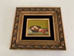 Original Oil Painting 8×11 Italy “ Peaches & Cherries” Vintage