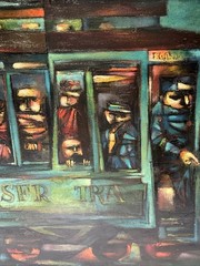VINTAGE CUBIST PAINTING MODERNIST LARGE FIGURES PEOPLE GLOVNA WPA REGIONALISM