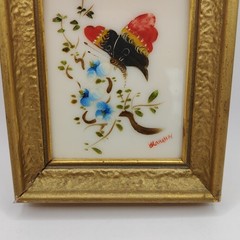 Vintage Set of 3 Miniature Verilyn Gallery Butterfly Paintings on Glass Spain