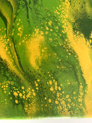 Acrylic Abstract Pour Painting On Canvas With Wood Frame. 6″x6″x0.5″