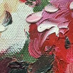 Expressionist Peony Bouquet Oil Painting Heavy Impasto Ornate Frame Art Signed