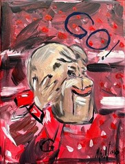 Maria Art FOOTBALL BULL DAWG MASCOTT 8×10 Canvas Original Abstract Pop Wall Deco