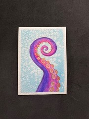 ACEO watercolor original-“Tantalizing Tentacle” Signed, One of a kind
