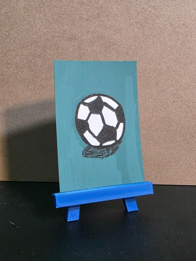 ACEO original painting soccer/football ball, Wyld Dog Art