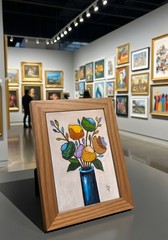 Colorful Stylized Semi-Abstract Flower Bouquet Oil Painting 11×14 Textured Flora